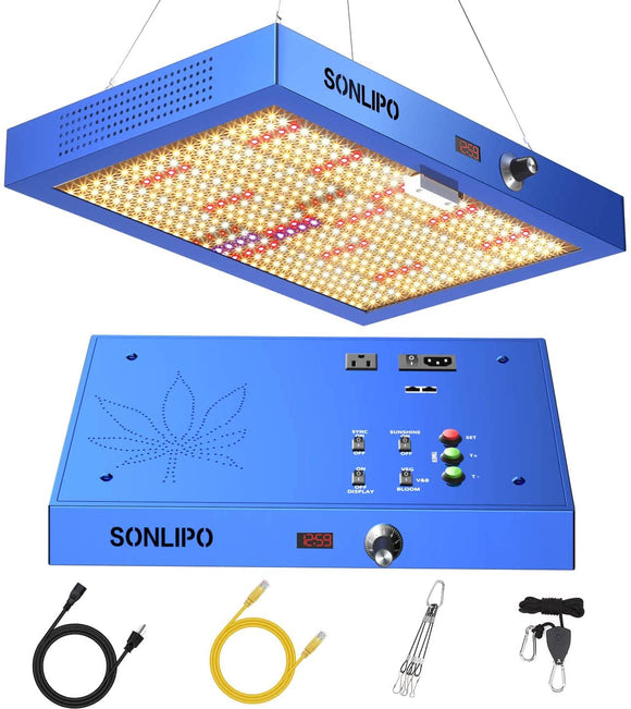 Sonlipo SPB1200 LED Grow Lights with 496 Samsung LEDs, 3 Adjustable Full Spectrum 120W, 3x3 ft Coverage