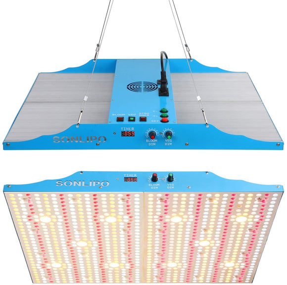 Sonlipo SPQ4000 450W LED Grow Light, 6x6 ft Coverage, Dimmable Full Spectrum,Timers Function, Daisy Chain Veg & Bloom Plant Growing Lamps